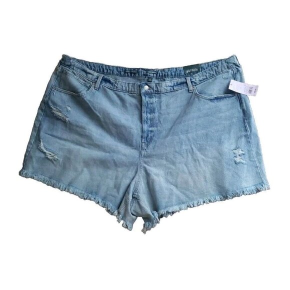 WILD FABLE Women's Plus Jean Shorts Size 30 Med Wash Super High Rise Cut-Off NWT - Picture 1 of 10